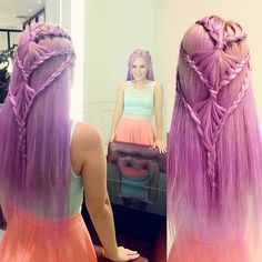 Awesome braids! Braided Hairstyle, Amazing Hair, Braided Hair, Purple Hair, Gorgeous Hair, Hair Designs, Braid Styles