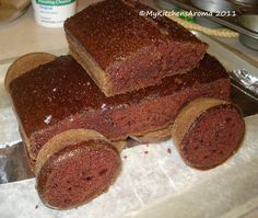 some brownies are stacked on top of each other in the shape of a truck