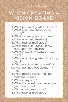 the question to ask when creating a vision board