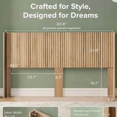 the measurements for a bed frame and headboard are shown in three different sizes, including two