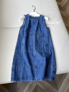 Olivia Mark - Vintage Denim Vest Dress with Pockets in Blue Vintage Denim Vest, Winter Dress Outfits, Teacher Style, Blue Outfit, Dress With Pockets, Types Of Skirts, Denim Vest, Vest Dress, Olivia Mark