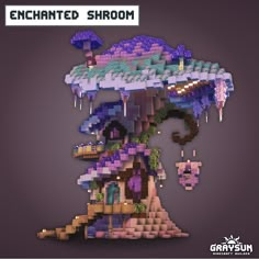 an image of a pixel art piece with the words enchanted shroom on it