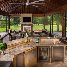 True Residential Undercounter Refrigeration | Beverage Center True Residential, Outdoor Living Space Design, Outdoor Covered Patio, Outdoor Kitchen Plans, Outdoor Patio Designs, Outdoor Pavilion, Backyard Pavilion, Kitchen Outdoor