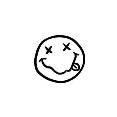 a black and white drawing of a smiley face