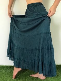 "Casual Long Maxi Skirt for Beach Summer ,One size fit all and made from cotton, soft, very comfortable, can be worn as a dress as well as a skirt, stretch elastic on top Size : One size fit for all Dimension Waist/Bust : 22-40 inches Hip : Free Length 39\" inches ❤️ PAYMENT We accept payments via PayPal only. ❤️❤️ Delivery Time : USA only 2business days Canada: 2- 3 business days France: 2- 3 business days Germany 2- 3 business days North America: 2- 3 business days Europe: 2- 3 business days A Bohemian Relaxed Rayon Skirt, Bohemian Rayon Skirt For Festival, Bohemian Tiered Skirt In Rayon, Bohemian Rayon Lined Skirt, Bohemian Long Rayon Skirt, Bohemian Rayon Tiered Skirt, Bohemian Tiered Rayon Skirt, Bohemian Skirted Rayon Bottoms, Bohemian Rayon Skirt For Summer