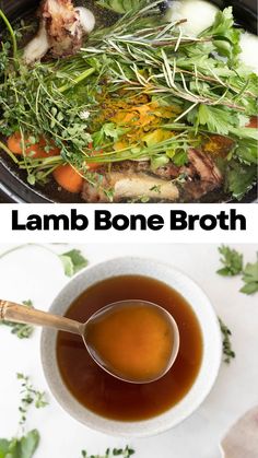 broth and lamb bone broth in a bowl