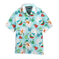 Snowman Caroling Hawaiian Shirt WT7497 exclusively designed by Gerbera Prints. What sets these shirts apart is the ability to personalize them with your name. Each shirt is meticulously handcrafted to the highest quality standards. Whether you're relaxing at the beach or making a statement at a summer gathering, our customizable Hawaiian shirts are designed to make you stand out and feel fantastic. Explore the perfect Hawaiian shirt to match your style, personalized just for you! DESCRIPTION: Hi White Graphic Print Shirt For Holiday, White Camp Shirt With Sublimation Print And Relaxed Fit, White Printed Shirt With Camp Collar, White Camp Shirt With Custom Print, Short Sleeve, White Short Sleeve Camp Shirt With Custom Print, White Custom Print Short Sleeve Camp Shirt, White Top With Custom Print For Holidays, White Cotton Camp Shirt With Sublimation Print, Holiday White Custom Print Top