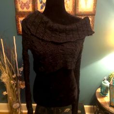 Black Cropped Off The Shoulder Sweater Extra Long Sleeves Great For Layering Brand New! Sweaters Black, Off The Shoulder Sweater, Boho Sweater, Extra Long Sleeves, Last Dance, Off Shoulder Sweater, Black Crop, Shoulder Sweater, Colorful Sweaters