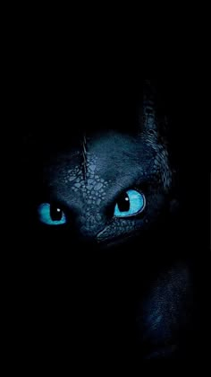 a black cat with blue eyes in the dark