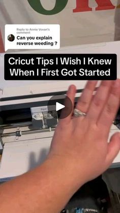 a person is typing on a printer with their hand in front of the printer and text that reads, cricut tips i wish i knew when i first got started