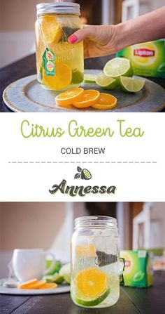 citrus green tea cold brew in a mason jar