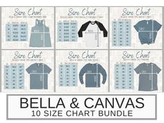 the bella and canvas size chart for shirts