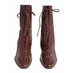 Vintage  Mahogany Leather High Lace Boots 1910 Sz 7N New In BOX Buster Brown - The Best Vintage Clothing
 - 2 Long Brown Leather Boots, Wood Heels, Victorian Boots, Buster Brown, Mahogany Brown, Boots Vintage, Shoes Vintage, Wood Heel, Leather High Tops