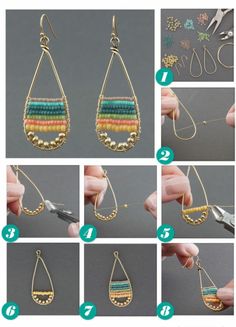 how to make beaded earrings with beads and wire - by - wire, step by step instructions