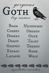 an old poster with some type of writing on it's back side that says, gorgoous goth by names