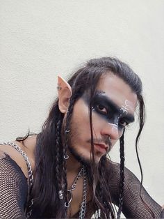 Fantasy Elf Costume Diy, Men’s Elf Costume, Male Faun Cosplay, Dark Elf Male Makeup, Dark Fairy Costume Men, Man Elf Costume, Dark Elf Costume Male