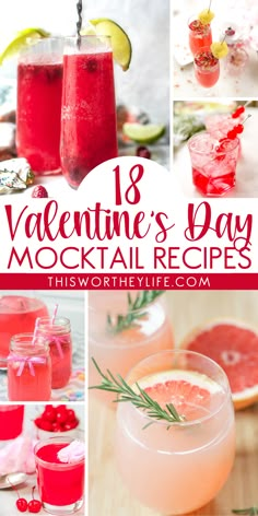 valentine's day cocktail recipe collage with text overlay