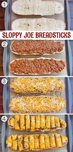 the steps to make sloppy joe breadsticks