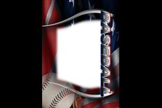 an american flag with baseballs in the background