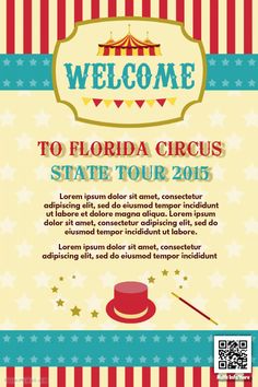 a circus poster with the words welcome to florida circus state tour