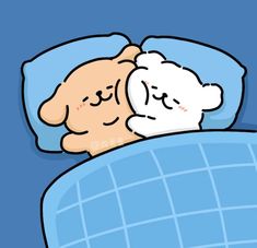 a cartoon character sleeping in bed with his head on the pillow