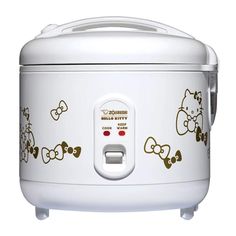 an electric rice cooker with hello kitty decals