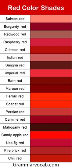 the color shades for red and orange are shown in this graphic chart, which shows different shades