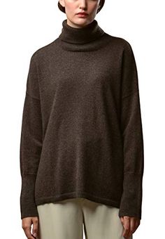 PURE CASHMERE NYC Womens Turtleneck Loose Fit Tunic Cocoa Brown M Blackfriday Thanksgiving sale USA Fitted Tunic, Cocoa Brown, Winter Outfit, Cocoa, Cashmere, Loose Fitting