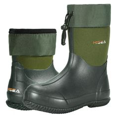 PLEASE MIND THE SIZE CHART AND CHOOSE THE RIGHT SIZE BEFORE BUYING! HISEA these boots keep you dry and warm, and handle even the toughest work and sports situation. Size: 12.  Color: Green.  Gender: male.  Age Group: adult. Mud Boots, Garden Boots, Ankle Rain Boots, Mens Rain Boots, Steel Toe Boots, Rain Shoes, Cold Weather Boots, Womens Rain Boots, Hunting Boots