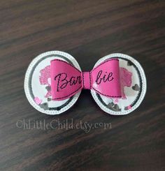 Pink Toy, Embroidered Hair Bows, Hair Bow Clip, Bow Clip, Toy Doll, Bow Clips, Bow Hair Clips