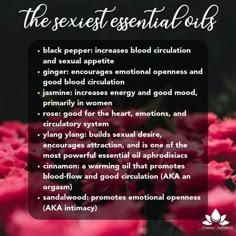 Essential Oils For Valentines Day, Aphrodisiac Oil Blends, Aphrodisiac Diffuser Blends, Diy Pheromones For Women, Aphrodisiac Essential Oils Blend, Magical Oils Recipes, Massage Oils With Essential Oils, Libido Essential Oils, Aphrodisiac Perfume