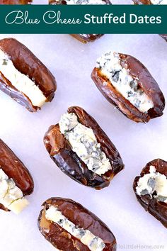 chocolate covered pretzels with blue cheese stuffed dates in the middle on a baking sheet