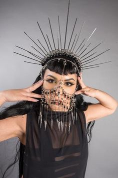 HEADGEAR VIII – FIVE AND DIAMOND Dark Sunrise, Headgear Fashion, Afro Punk Fashion, Burning Man Festival, Trendy Face Masks, The Bay Area, Fashion Face Mask, Tiaras And Crowns, Sirens