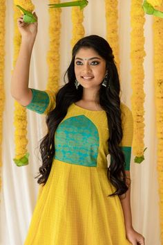 Ammu Abhirami, Frock Models, Anarkali Dress Pattern, Frock Fashion, Frock For Women, Half Saree Designs