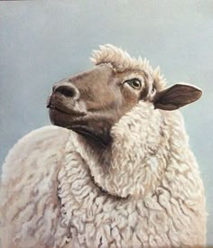 a painting of a sheep with white fur