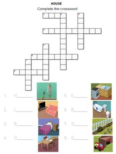 a crossword puzzle with pictures of furniture