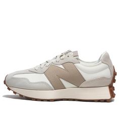 New Balance ANB Brand x 327 'Beige Gum' MS327AAN - KICKS CREW Nb 327, Retro Running Shoes, New Balance Outfit, New Balance 327, Brand Magazine, Marathon Running Shoes, Low Heel Shoes, Trendy Sneakers, White Mesh