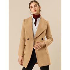 This simple and stylish coat is complete with the design of a shawl collar lapel and a waist belt. It is a must-have outwear for winter. The waist belt helps to tighten the waist and to accentuate your graceful figure. Two pockets offer a place for little personal belongings like cards or keys, and lend a warm place for chilly hands on cold winter days. Paired perfectly with a mock neck bottoming shirt. It is a good choice for office ladies to wear for work on winter days. Chic Single Breasted Blazer With Shawl Collar, Chic Single-breasted Blazer With Shawl Collar, Beige Double-breasted Pea Coat With Lapel Collar, Winter Workwear Pea Coat With Suit Collar, Office Lapel Collar Belted Outerwear, Single Breasted Shawl Collar Outerwear For Spring, Beige Belted Pea Coat With Lapel Collar, Fitted Beige Outerwear With Shawl Collar, Spring Single Breasted Shawl Collar Outerwear