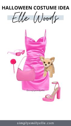 a pink dress and shoes with the words halloween costume idea