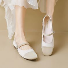 new women's flat shoes Korean style Ladies Casual Loafers shallow mouth design Mary Jane career and party wear free shippin Cream Closed Toe Flats For Spring, Spring Cream Closed Toe Flats, White Flat Pointed Toe Flats For Spring, White Pointed Toe Flats For Spring, White Pointed Toe Flats For Office, Cream Pointed Toe Flats For Spring, Beige Low Heel Pointed Toe Flats For Spring, Cream Round Toe Flats For Spring, Spring Cream Ballet Flats With Almond Toe