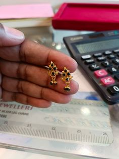 Black stones earrings Kammalu Designs, Black Stone Earrings Gold, Stone Earrings Gold, Year Ring, Indian Gold Jewellery Design, Gold Bangles Indian, Stones Earrings