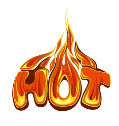 the word hot on fire with flames in the form of letters royalty illustration stock illustration