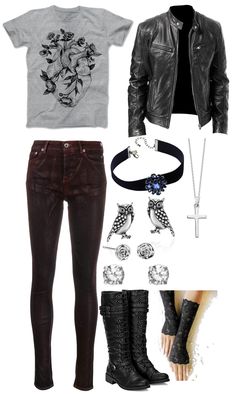 Owl City “Always” outfit ideas | Leather Jacket For Men, Silver Cross Necklace, Owl City, Jacket For Men, Outfit Maker, Outfit Shoplook, Leather Jacket Men, Silver Cross, Rock Style