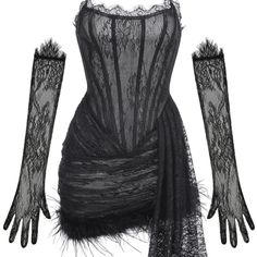 Lace Strapless Corset Gloves Mini Dress – Free From Label Evening Dresses Black, Black Feather Dress, September Outfits, Dresses Corset, Dress Birthday Party, Corset Dresses, Dresses Hoco, White Dress Styles, Strapless Dresses