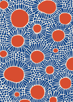 an abstract blue and red pattern with circles