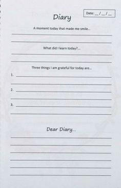 a notepad with the words diary written on it