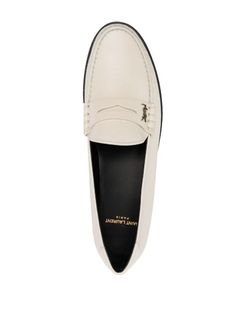 Shop Saint Laurent Le Loafer Monogram flat loafers with Express Delivery - Farfetch Flat Loafers, Loafers Shoes, Loafer Shoes, Loafers Men, White Leather, Loafer Flats, Dress Shoes Men, Oxford Shoes, Saint Laurent