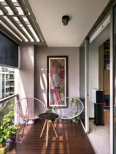 an image of a balcony with chairs and plants on the outside wall, as well as text that reads william lin style i hdb & condos