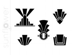 the art deco logo is designed to look like it has been made from black and white paper