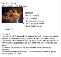 the recipe for pepperoni pizza is shown here